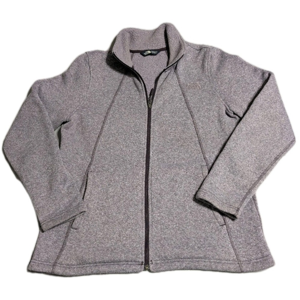 The North Face Womens Large Full Zip Sweater Fleece Jacket Purple Heather